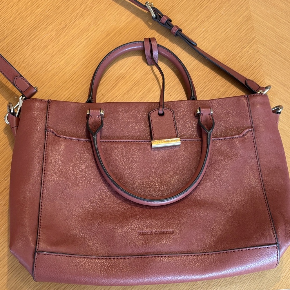 Vince Camuto Burgundy Leather Satchel